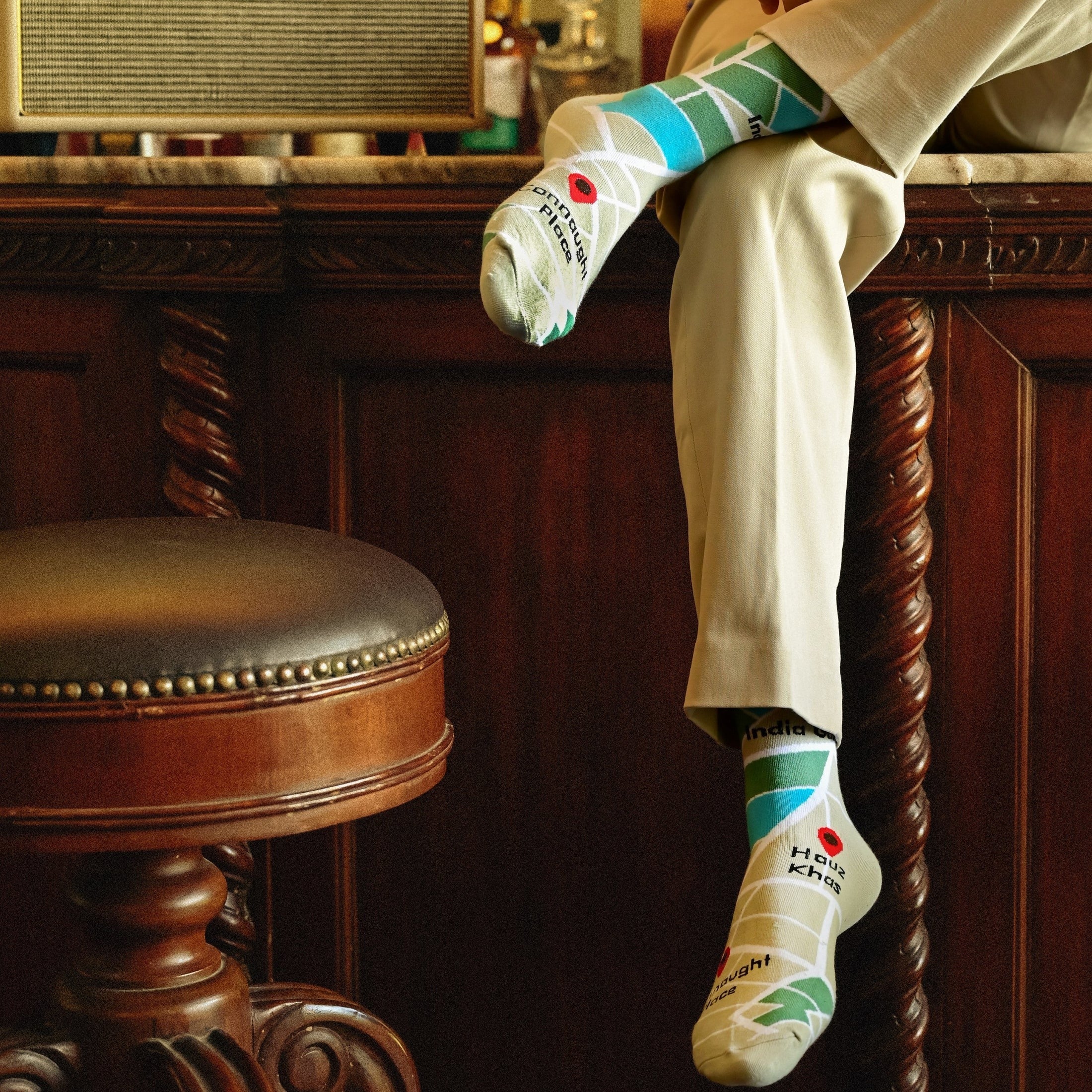 Delhi Map - Crew Length Socks