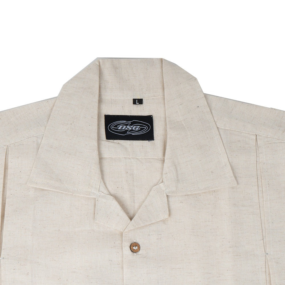 Pleated Shirt in Khadi Beige